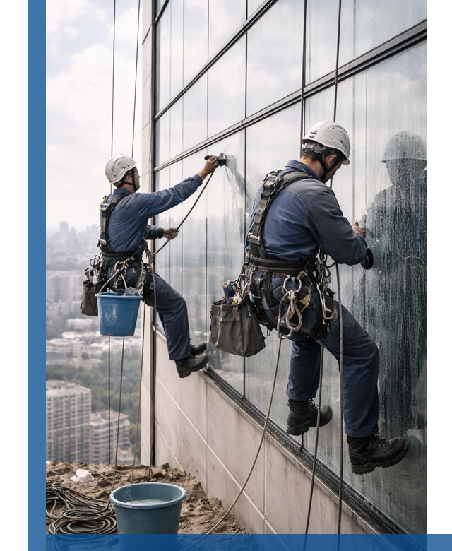 Профессиональная мойка фасадных окон альпинистами в Великих Луке