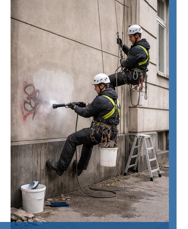 Удаление граффити с фасада в Великих Луке от 4652 р. | ВЫСОТНИК-Вкл