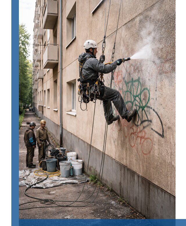 Удаление граффити с фасада в Великих Луке без следов и повреждений