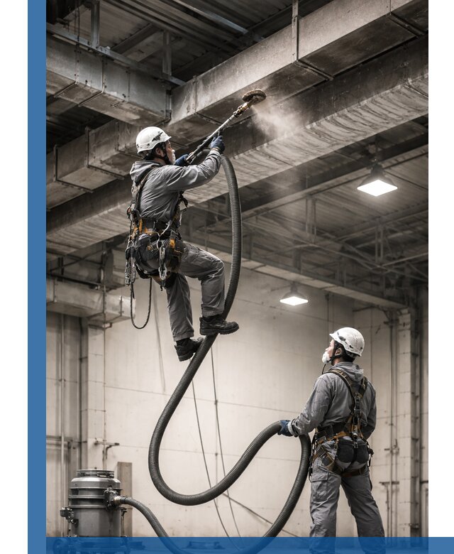 Обеспыливание потолочных конструкций в Великих Луке промышленным альпинизмом