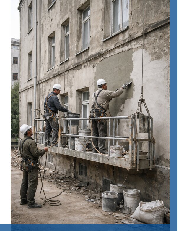 Капитальный ремонт фасада в Великих Луке от 4342 р. | ВЫСОТНИК-Вкл