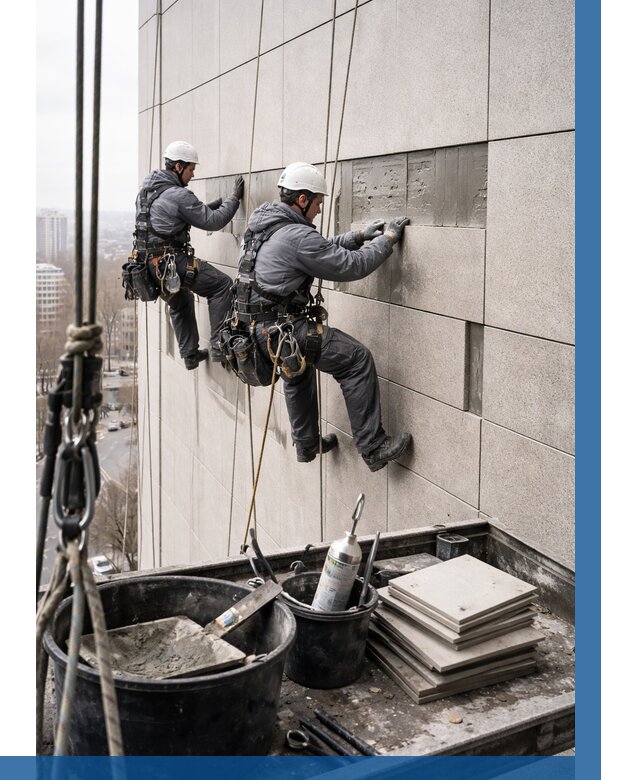 Ремонт фасада из керамогранита в Великих Луке от 2584 р. | ВЫСОТНИК-Вкл