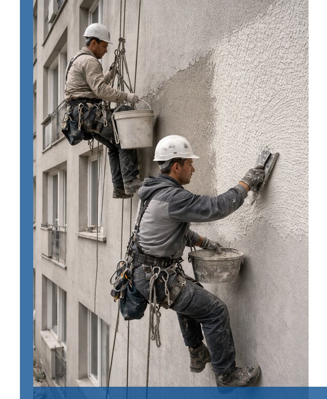 Нанесение декоративной штукатурки короед на фасад в Великих Луке