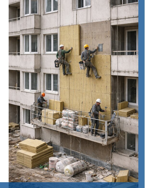 Утепление фасада минватой в Великих Луке от 1551 р. | ВЫСОТНИК-Вкл