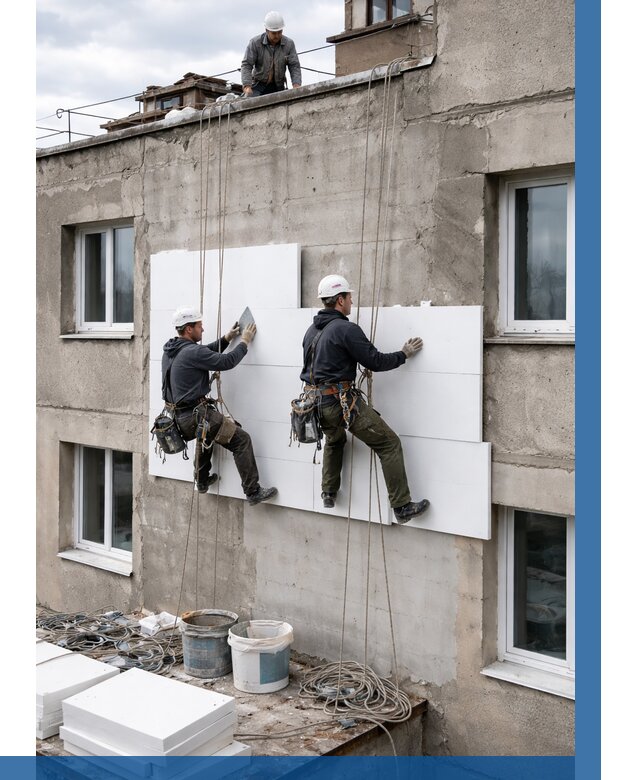 Утепление фасада пенополистиролом в Великих Луке от 1861 р. | ВЫСОТНИК-Вкл