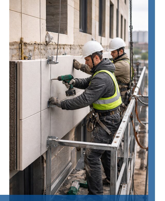 Монтаж фасадных термопанелей в Великих Луке от 1551 р. | ВЫСОТНИК-Вкл