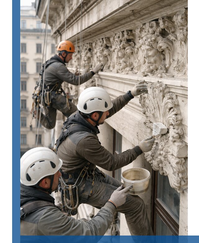 Реставрация фасадной лепнины с высотными работами в Великих Луке