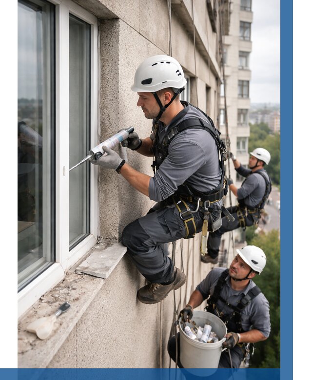 Герметизация оконных швов снаружи в Великих Луке от 1551 р. | ВЫСОТНИК-Вкл