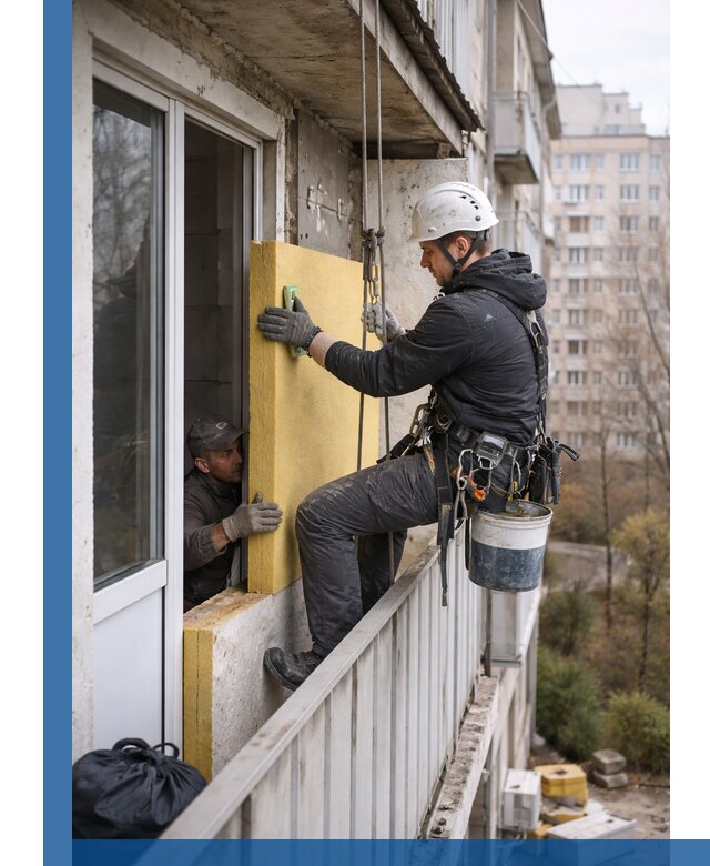 Профессиональное утепление балкона снаружи в Великих Луке под ключ