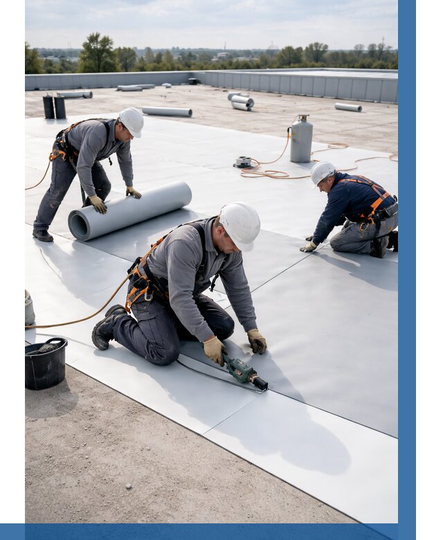 Монтаж мембранной кровли под ключ в Великих Луке от 1240 р. | ВЫСОТНИК-Вкл