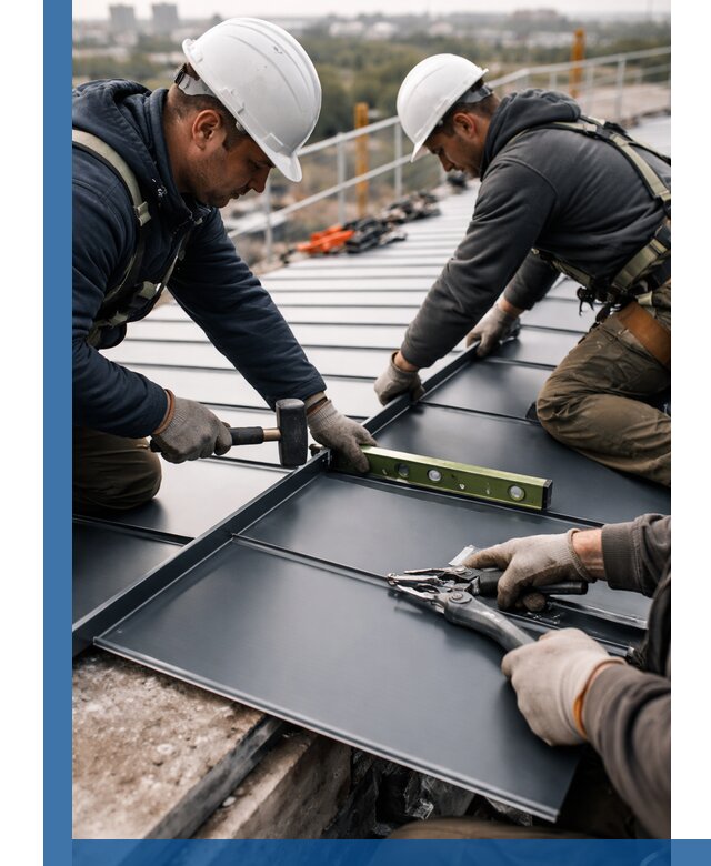 Монтаж фальцевой кровли в Великих Луке для промышленных зданий