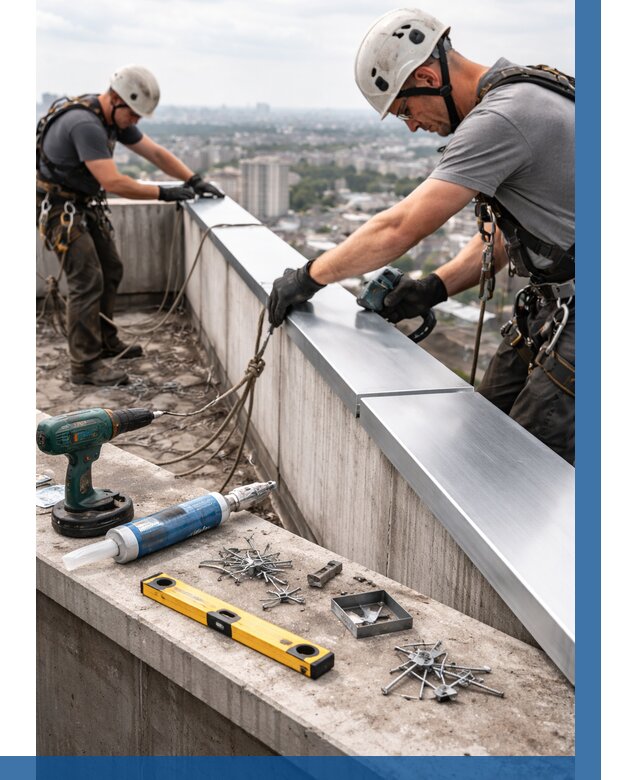 Монтаж парапетных крышек в Великих Луке от 827 р. | ВЫСОТНИК-Вкл