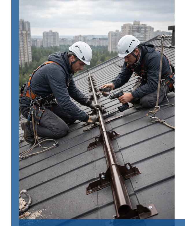 Монтаж снегозадержателей на кровле зданий в Великих Луке под ключ
