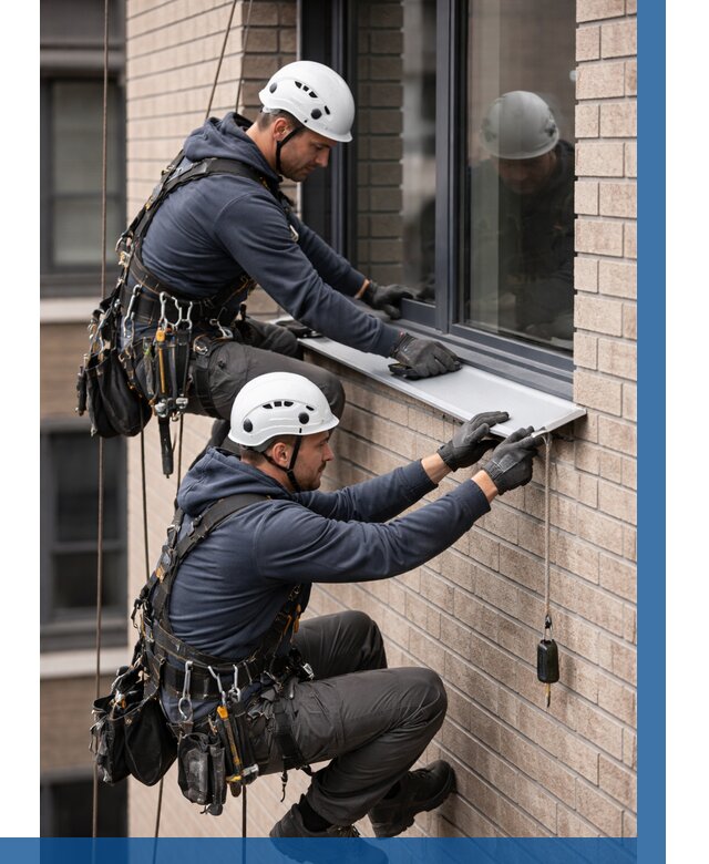 Монтаж оконных отливов под ключ в Великих Луке от 3618 р. | ВЫСОТНИК-Вкл