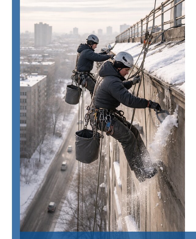 Очистка карнизов от снега в Великих Луке профессионально и безопасно