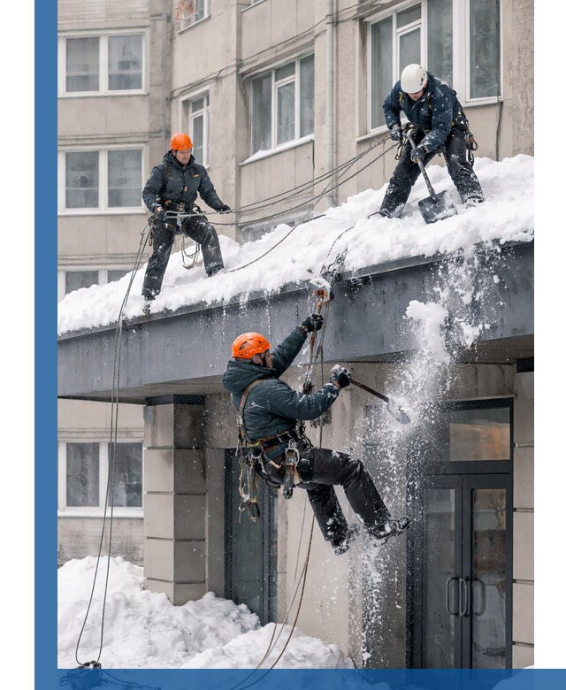 Безопасная очистка навесов от снега в Великих Луке круглогодично