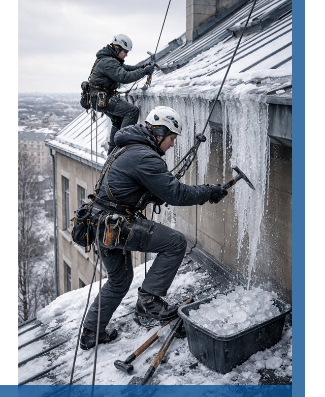 Удаление наледи с кровли в Великих Луке от 5685 р. | ВЫСОТНИК-Вкл