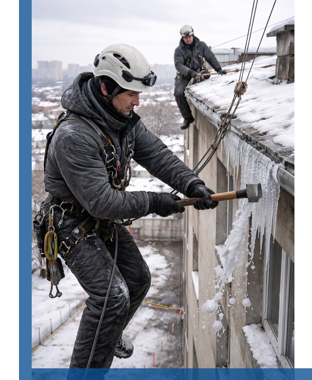 Сбивание и удаление сосулек с крыши в Великих Луке безопасно