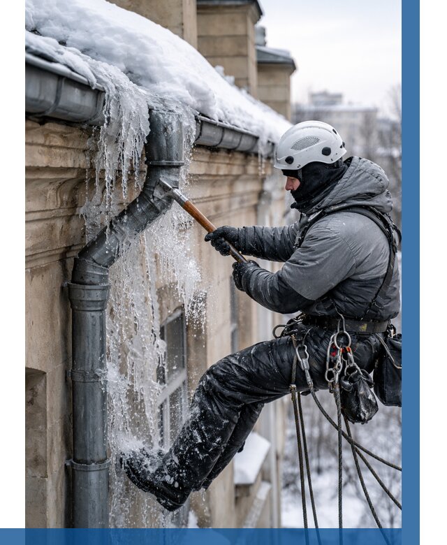 Очистка водостоков от льда в Великих Луке от 3618 р. | ВЫСОТНИК-Вкл