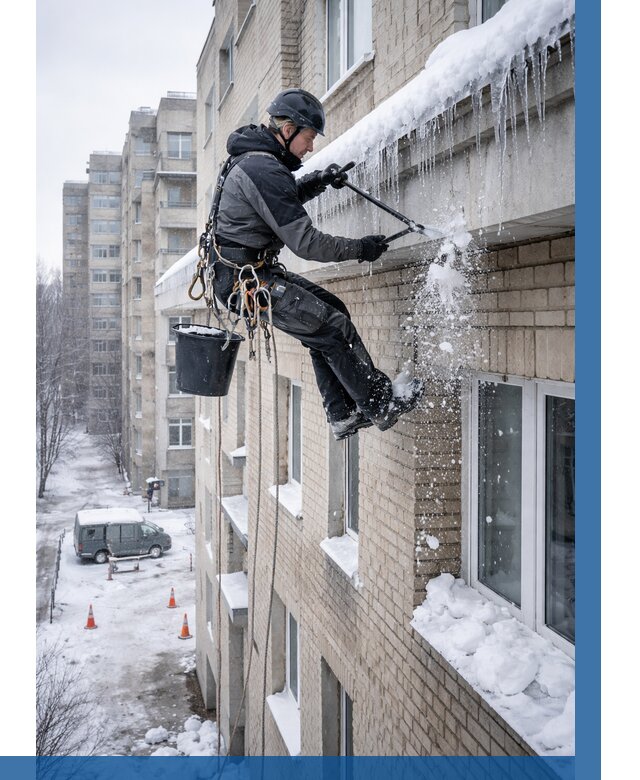 Удаление наледи с карнизов в Великих Луке от 362 р. | ВЫСОТНИК-Вкл
