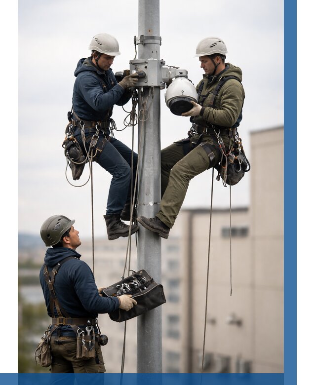 Установка видеокамер на мачте в Великих Луке от 8786 р. | ВЫСОТНИК-Вкл