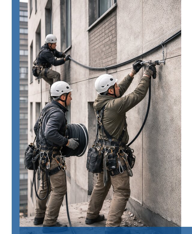 Прокладка кабеля по фасаду в Великих Луке, профессиональный монтаж