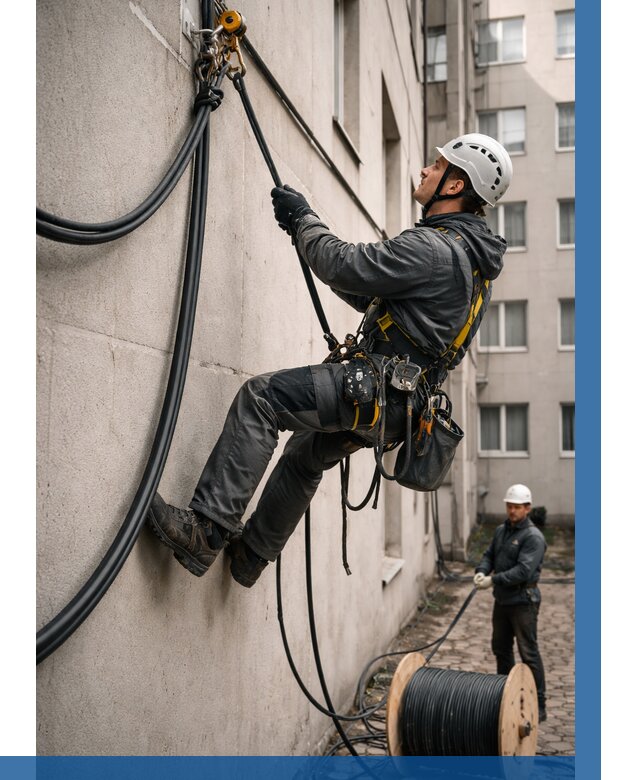 Протяжка кабеля питания на высоте в Великих Луке от 465 р. | ВЫСОТНИК-Вкл