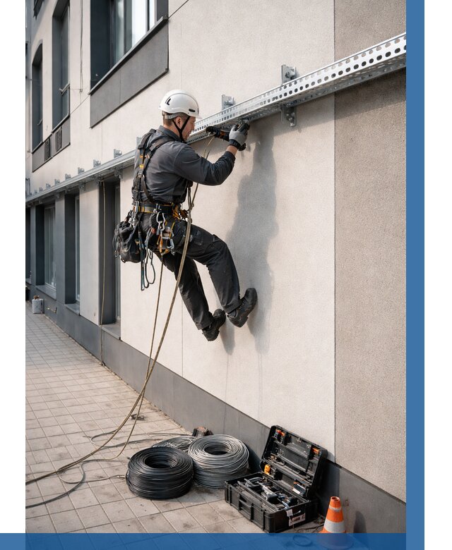 Монтаж кабельных лотков на фасаде в Великих Луке от 1240 р. | ВЫСОТНИК-Вкл