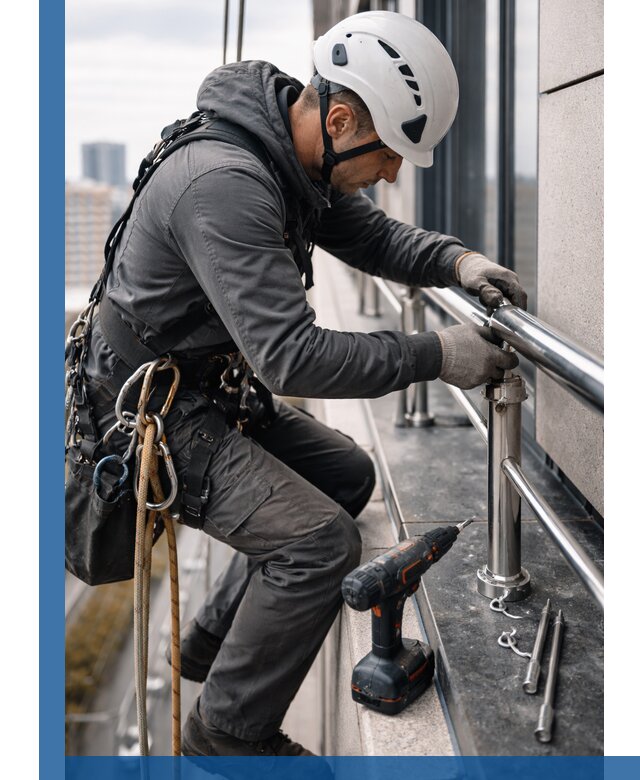 Монтаж ограждений на высоте в Великих Луке для зданий и конструкций