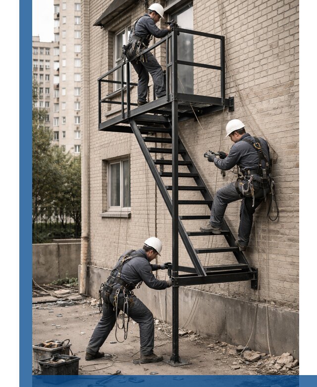 Монтаж пожарной лестницы в Великих Луке, установка и крепление