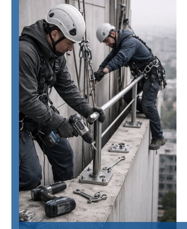 Монтаж перил на высоте в Великих Луке для жилых и промобъектов