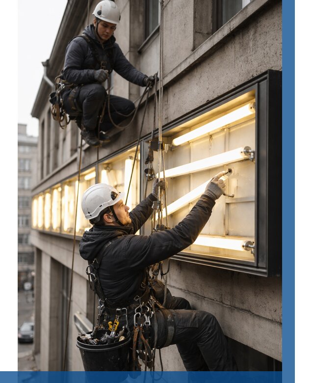 Замена ламп в вывеске в Великих Луке под ключ от 3618 р. | ВЫСОТНИК-Вкл