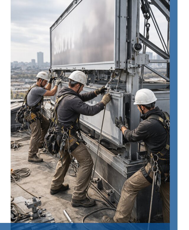 Монтаж крышной рекламной конструкции в Великих Луке от 62022 р.|ВЫСОТНИК-Вкл