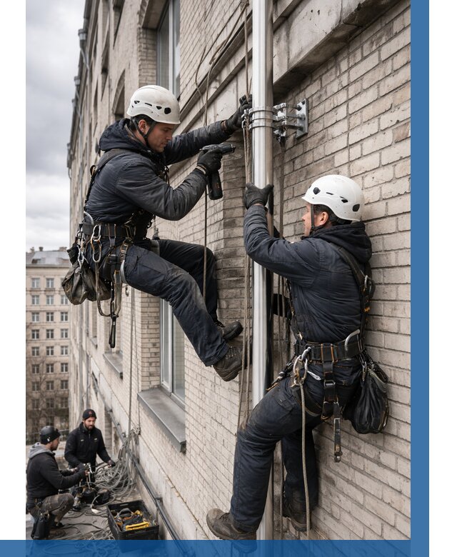 Монтаж флагштока на здании в Великих Луке от 6719 р. | ВЫСОТНИК-Вкл