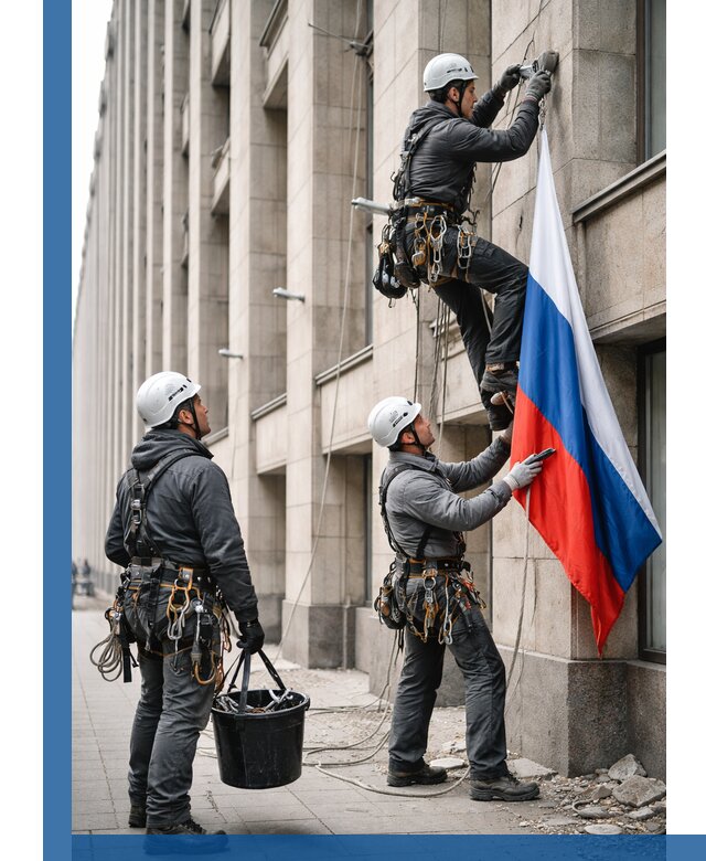 Профессиональная установка флагов на фасаде в Великих Луке