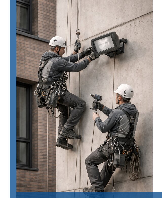 Профессиональный монтаж фасадных прожекторов в Великих Луке под ключ