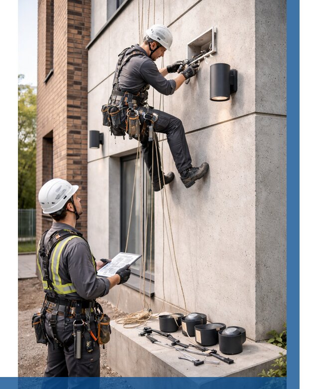 Монтаж фасадного освещения в Великих Луке от 2584 р. | ВЫСОТНИК-Вкл