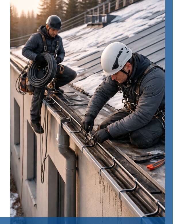 Монтаж греющего кабеля на кровле в Великих Луке от 465 р. | ВЫСОТНИК-Вкл