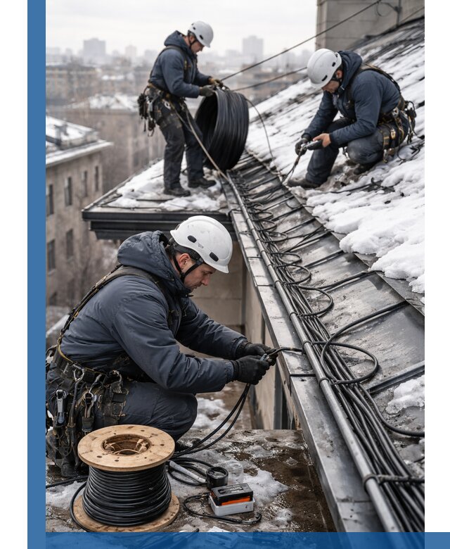 Монтаж греющего кабеля на кровле в Великих Луке под ключ