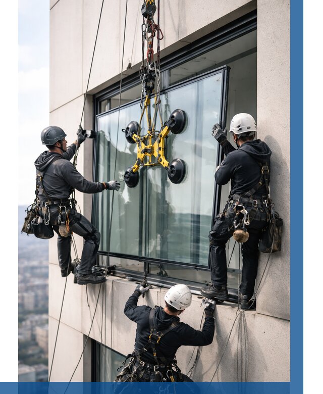 Монтаж стеклопакетов на высоте в Великих Луке от 3308 р. | ВЫСОТНИК-Вкл