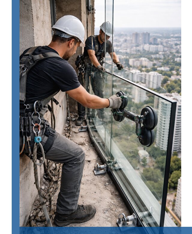Монтаж стеклянных ограждений под ключ с гарантией в Великих Луке
