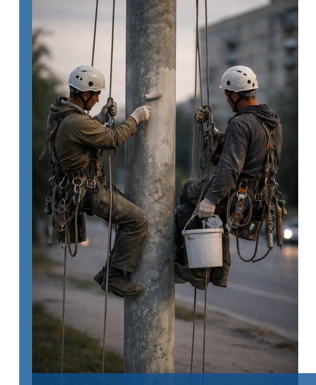 Покраска опор освещения и антикоррозийная защита в Великих Луке