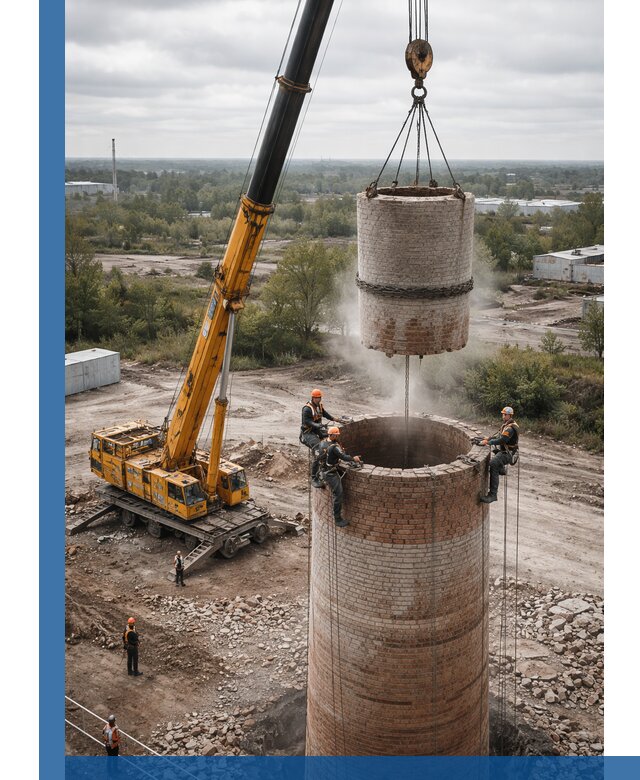 Демонтаж дымовой трубы в Великих Луке с гарантиями безопасности