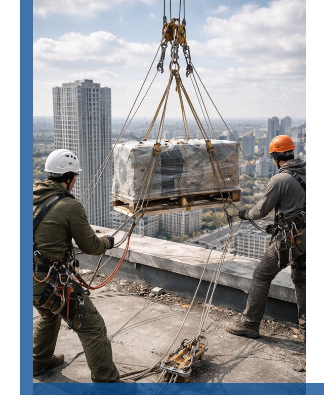 Подъем и монтаж крупногабаритных грузов на крышу в Великих Луке