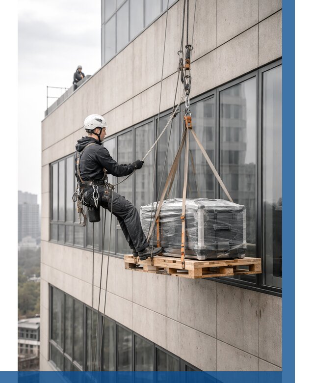 Спуск груза по фасаду в Великих Луке от 3618 р. | ВЫСОТНИК-Вкл