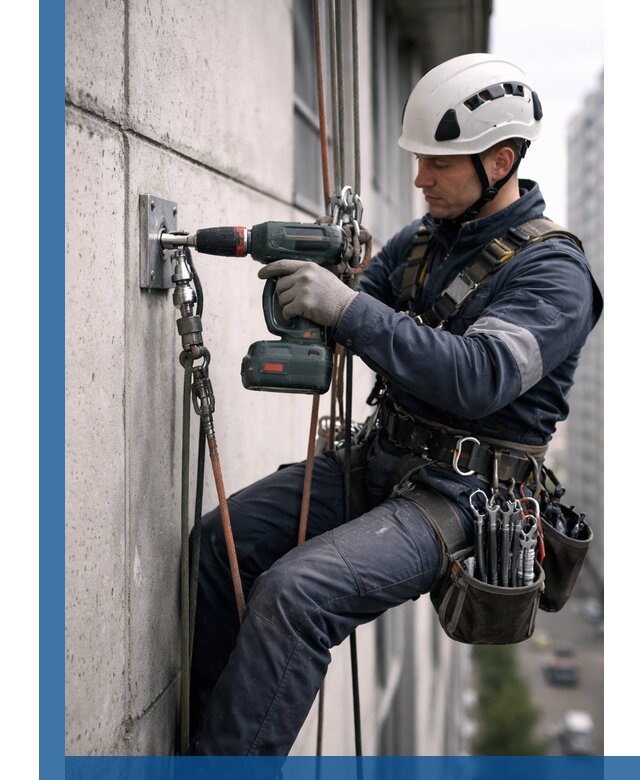 Установка анкерных точек для высотных работ в Великих Луке